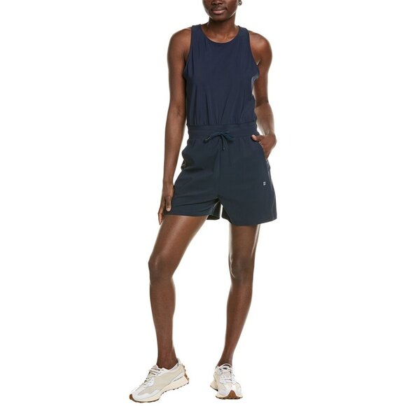 Sweaty Betty Explorer Workout navy Romper jumpsuit size XS NWOT - Picture 1 of 6